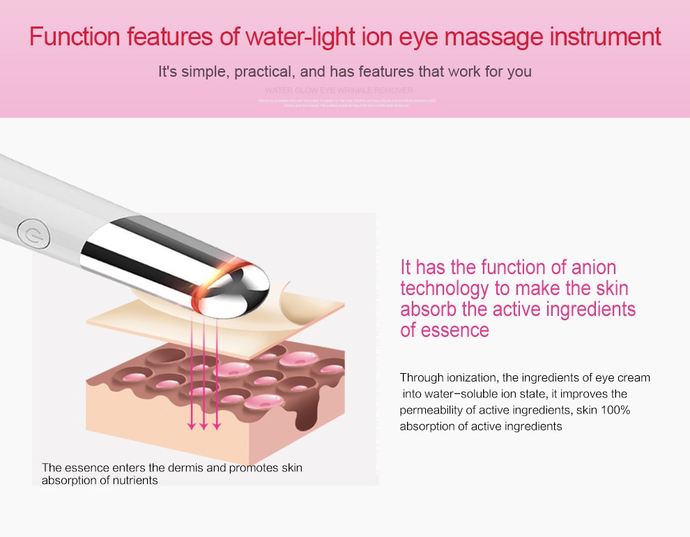 Masajeador de ojos de belleza Masajeador facial recargable por USB Dispositivo para el cuidado de la piel Detalles