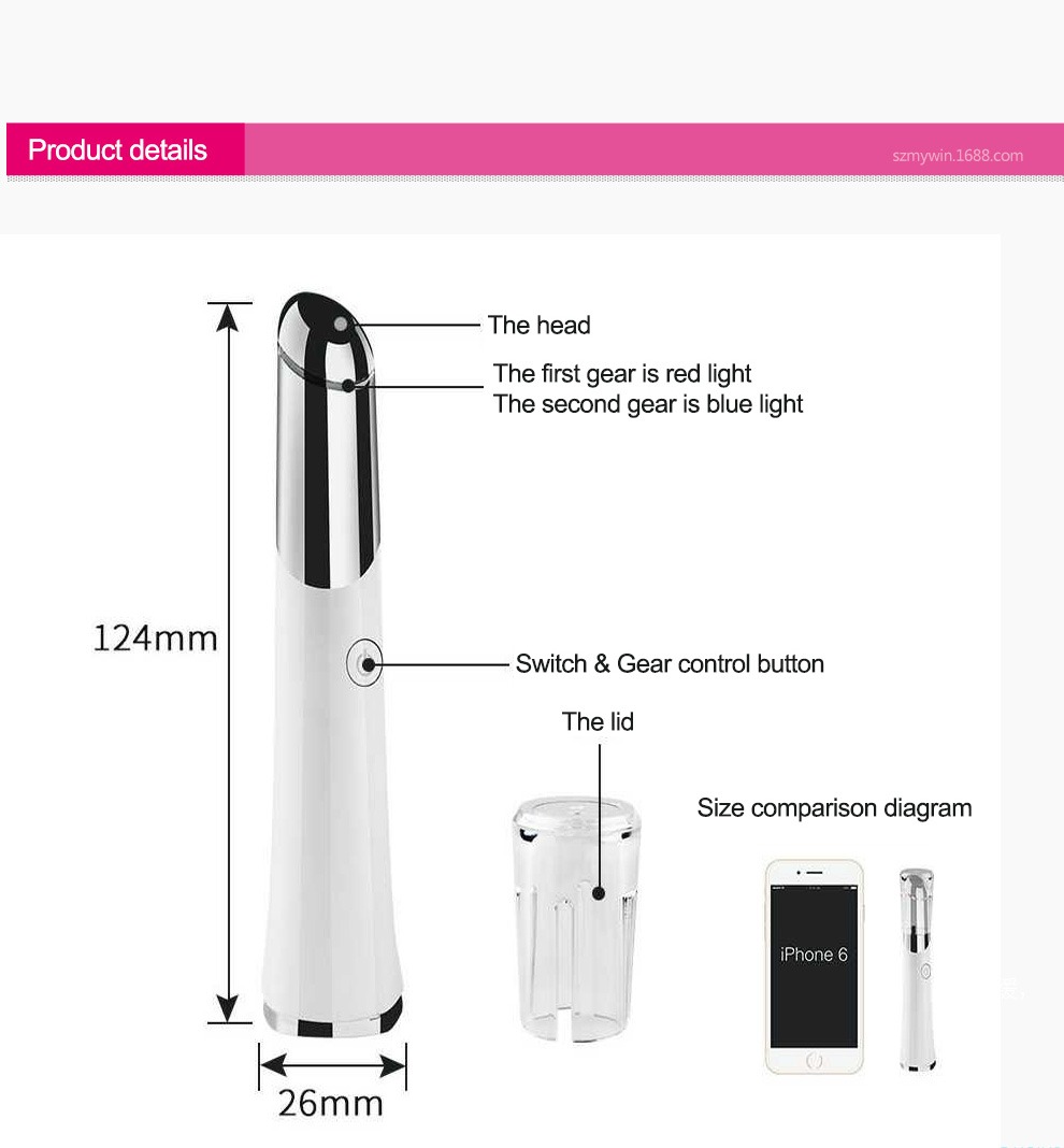 Masajeador de ojos de belleza Masajeador facial recargable por USB Dispositivo para el cuidado de la piel Detalles