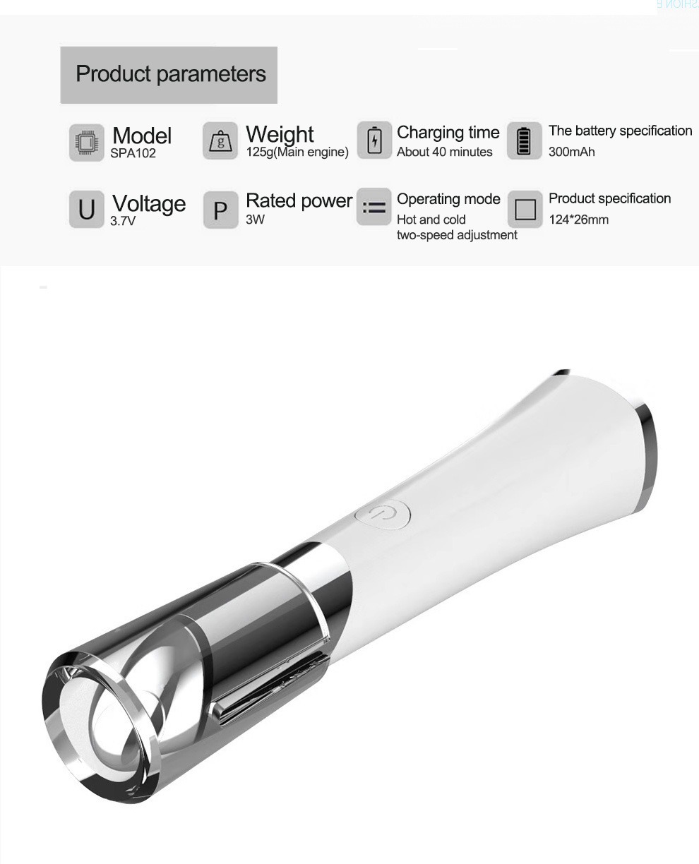 Masajeador de ojos de belleza Masajeador facial recargable por USB Dispositivo para el cuidado de la piel Detalles