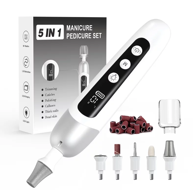 Kit de manicura y pedicura profesional, lima de uñas eléctrica inalámbrica, máquina pulidora de uñas