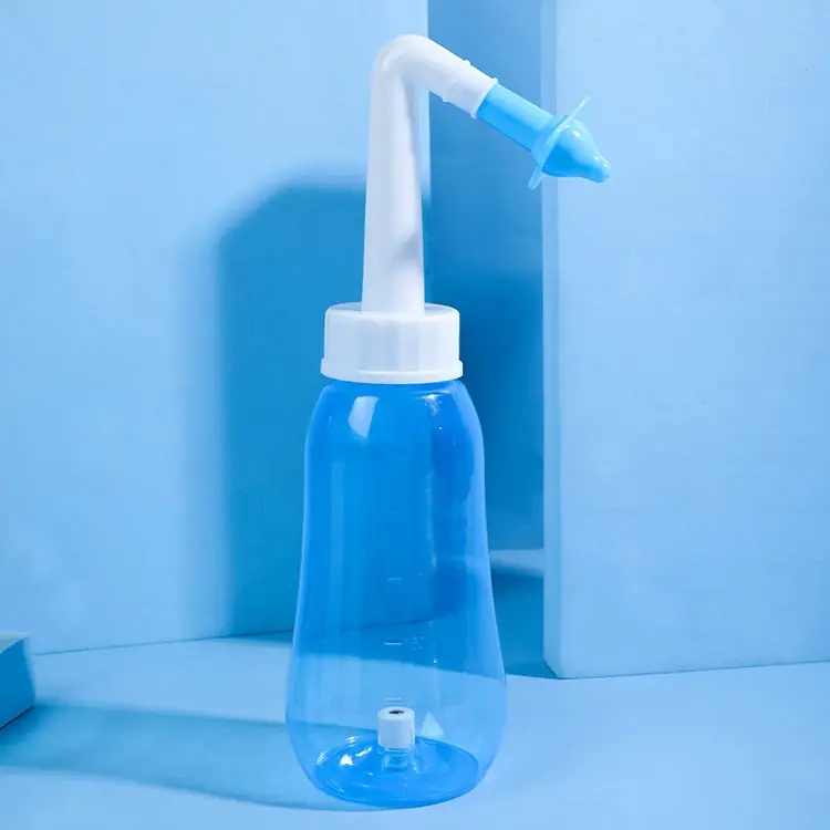 Botella limpiadora nasal portátil con solución salina para alergias